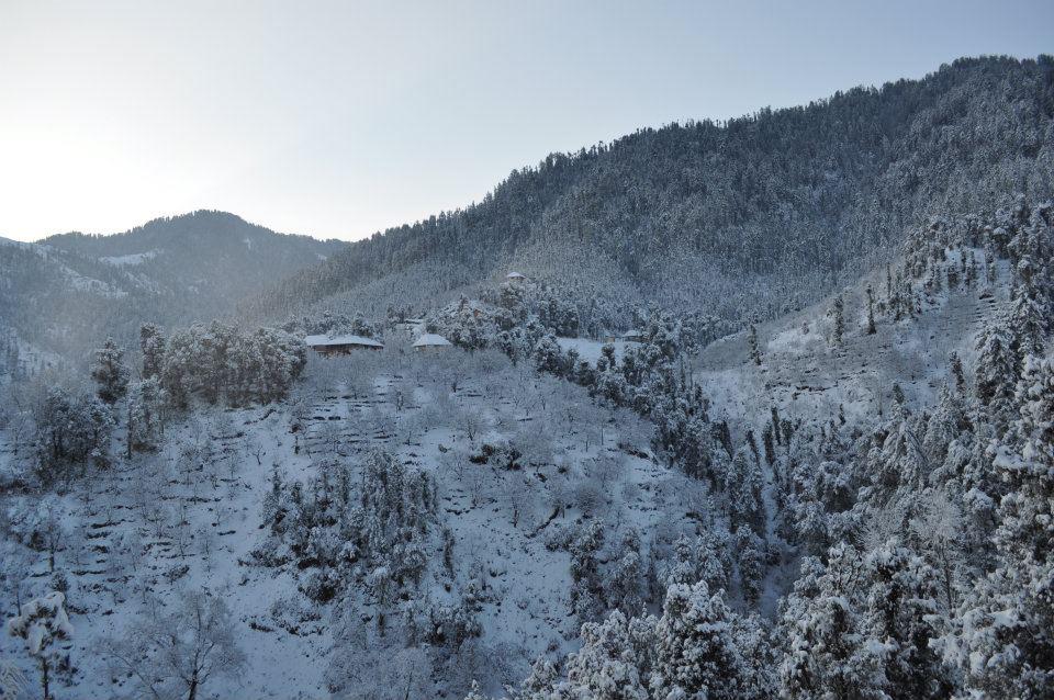 View of Thunag Valley during Snowfall