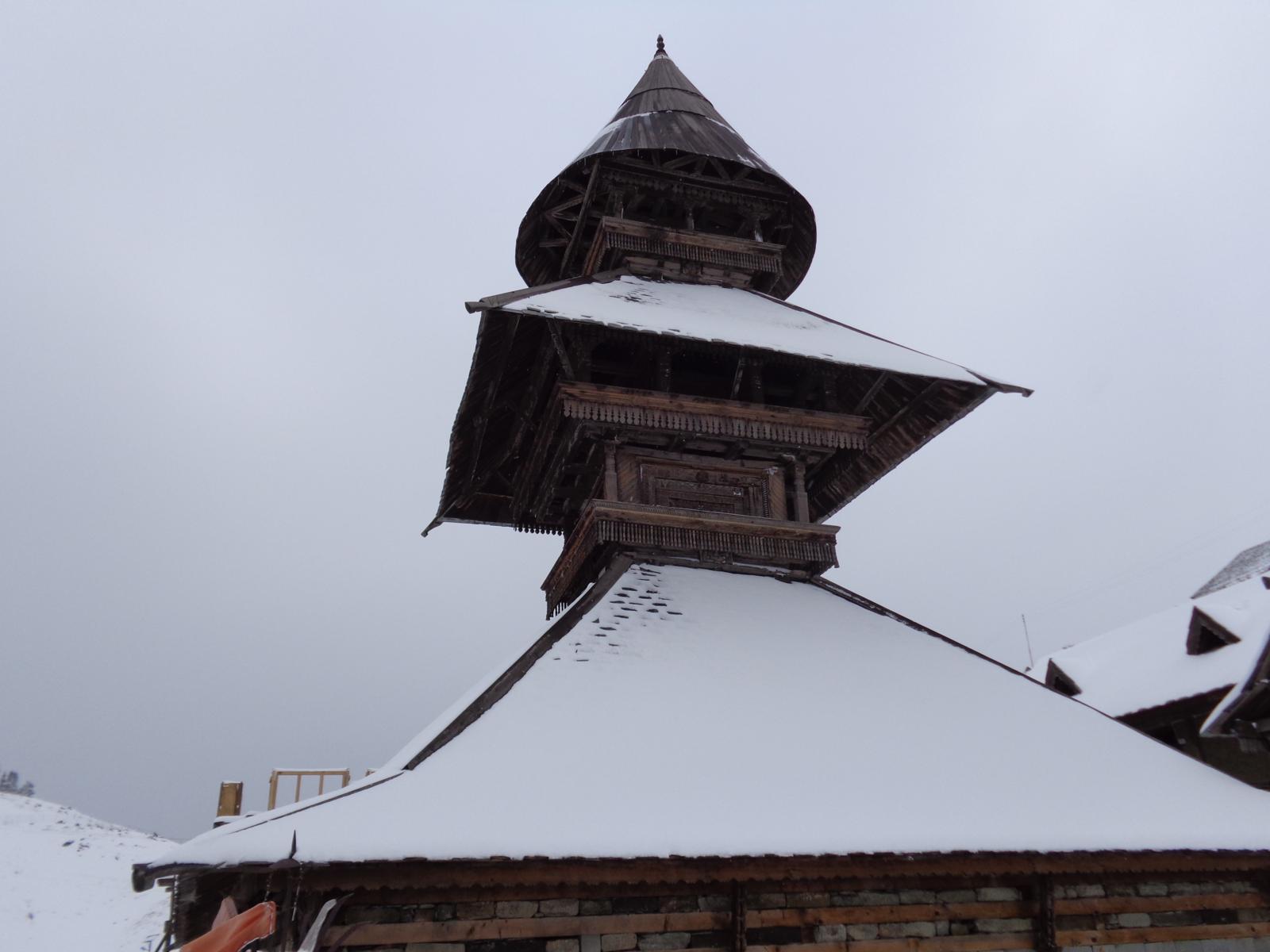 view of parashar temple during snowfall dec 2013